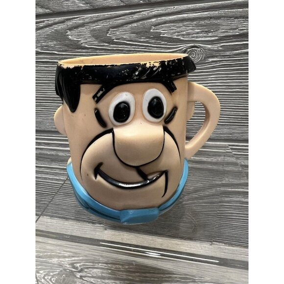 Fred Flintstone Vintage 1968 Vitamins Figure Head Plastic Cup Mug Set of 2 - Picture 5 of 10